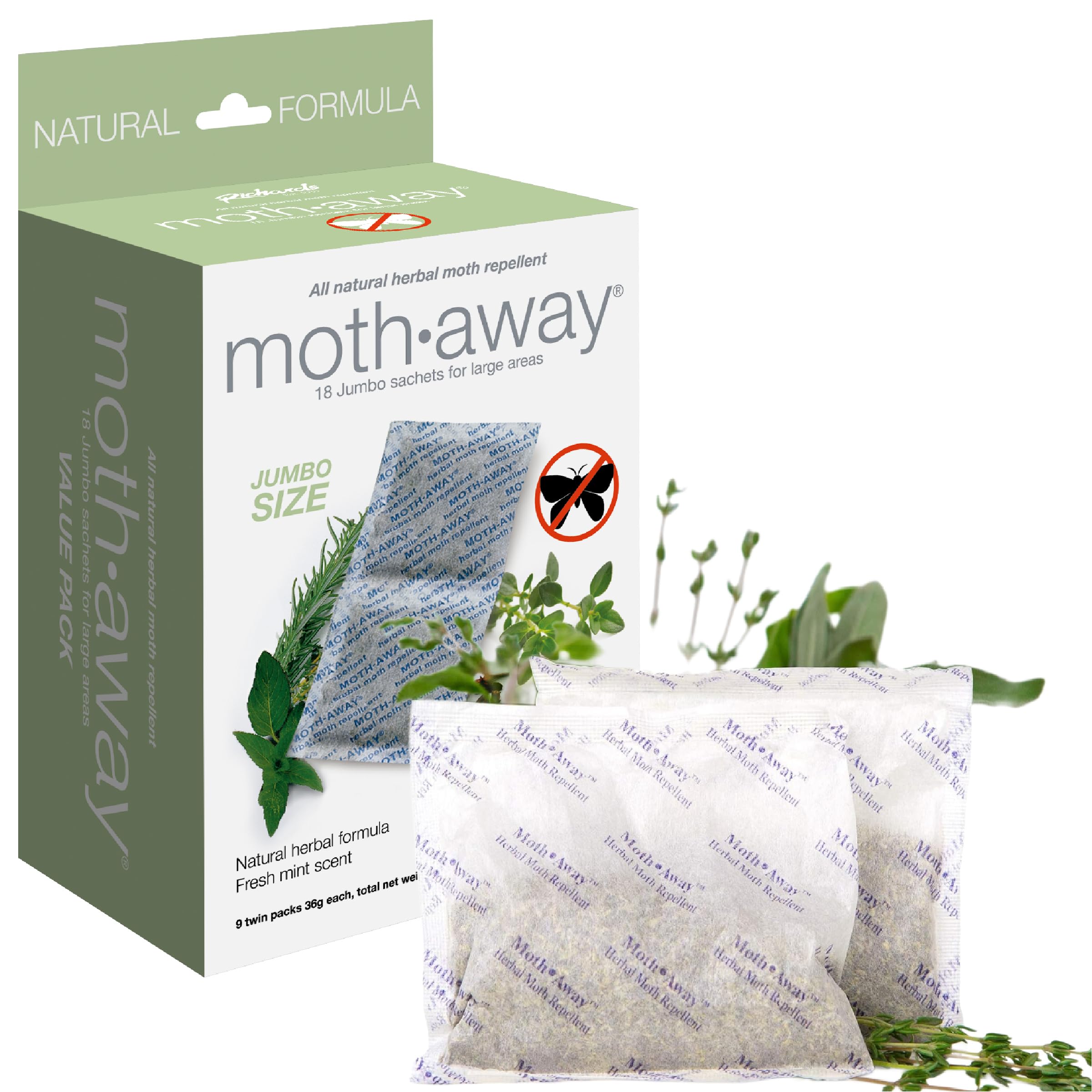 Richards Moth Away 18 jumbo sachets bundle for extended closet protection.