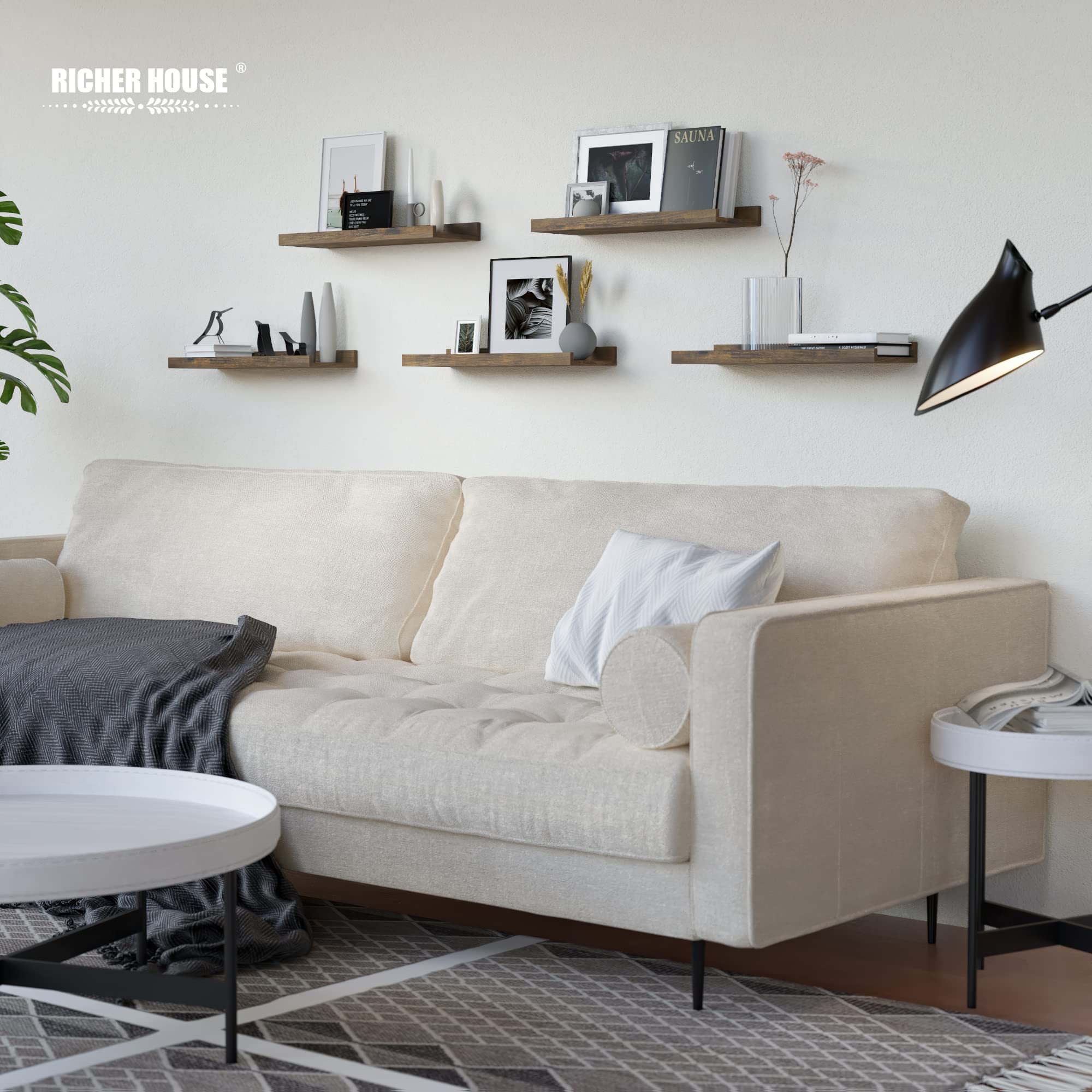 RICHER HOUSE versatile wall ledges fit any room's style and budget.