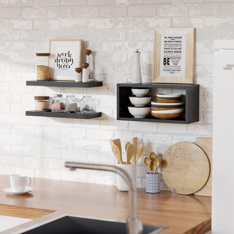 RICHER HOUSE durable engineered wood shelves hold up to 20 lbs per unit.