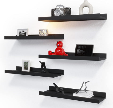 RICHER HOUSE five-set floating wall shelf with lip for organized decor
