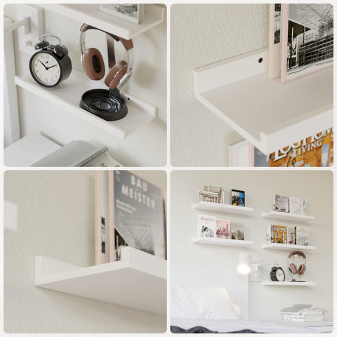 RICHER HOUSE minimalist floating shelves enhance chic wall décor with clutter-reducing design.
