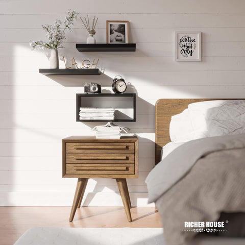 RICHER HOUSE concealed-mount hardware delivers a clean floating look and easy installation.