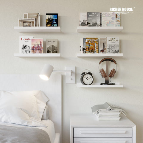 RICHER HOUSE white shelf units ideal for kitchen spice racks and everyday storage.