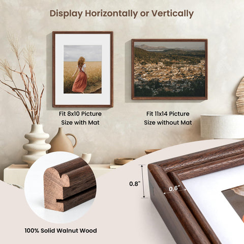 RichFocus 11x14 walnut frame rounded corner detail with soft edges.