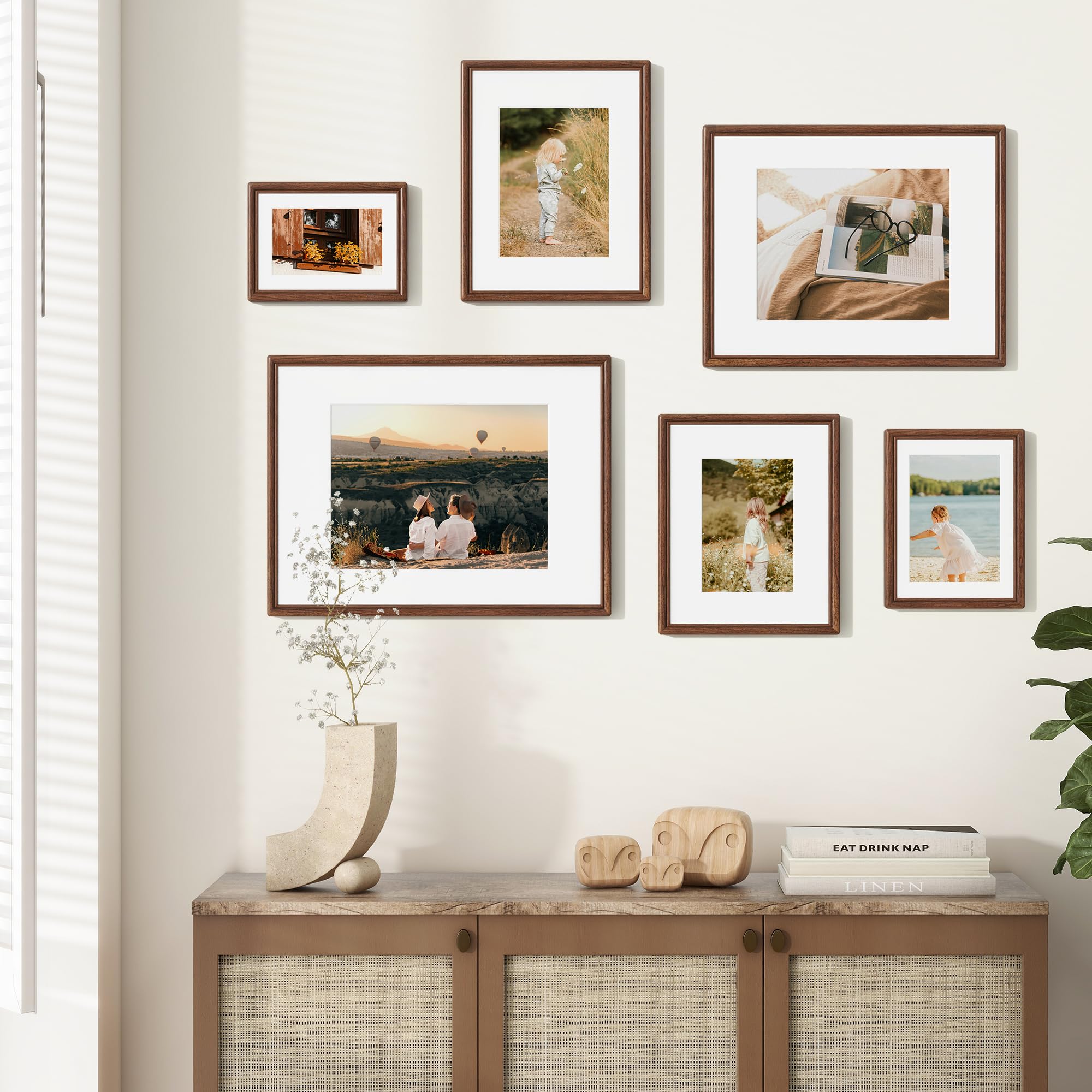 RichFocus 11x14 walnut frame tempered glass edge polished for safety.