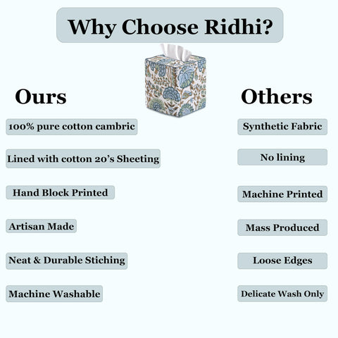 Ridhi artisanal block print tissue box cover for elegant home