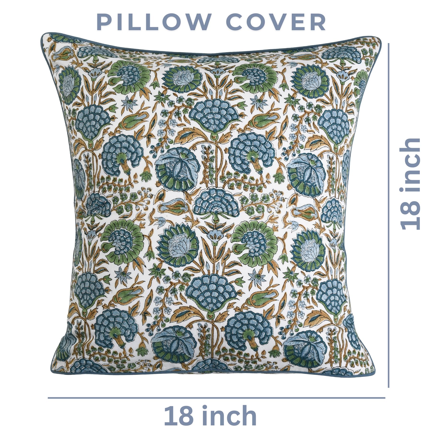 Ridhi block print asparagus green pillow cover living room setup