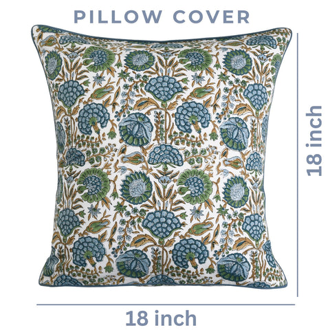 Ridhi block print asparagus green pillow cover living room setup
