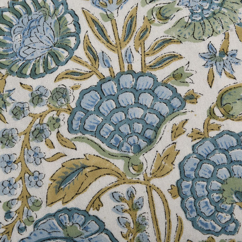 Ridhi block print asparagus green pillow cover cotton canvas soft yet durable
