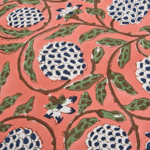 Ridhi block print dark salmon pink 18x18 in bedroom decor elevates cozy vibes.