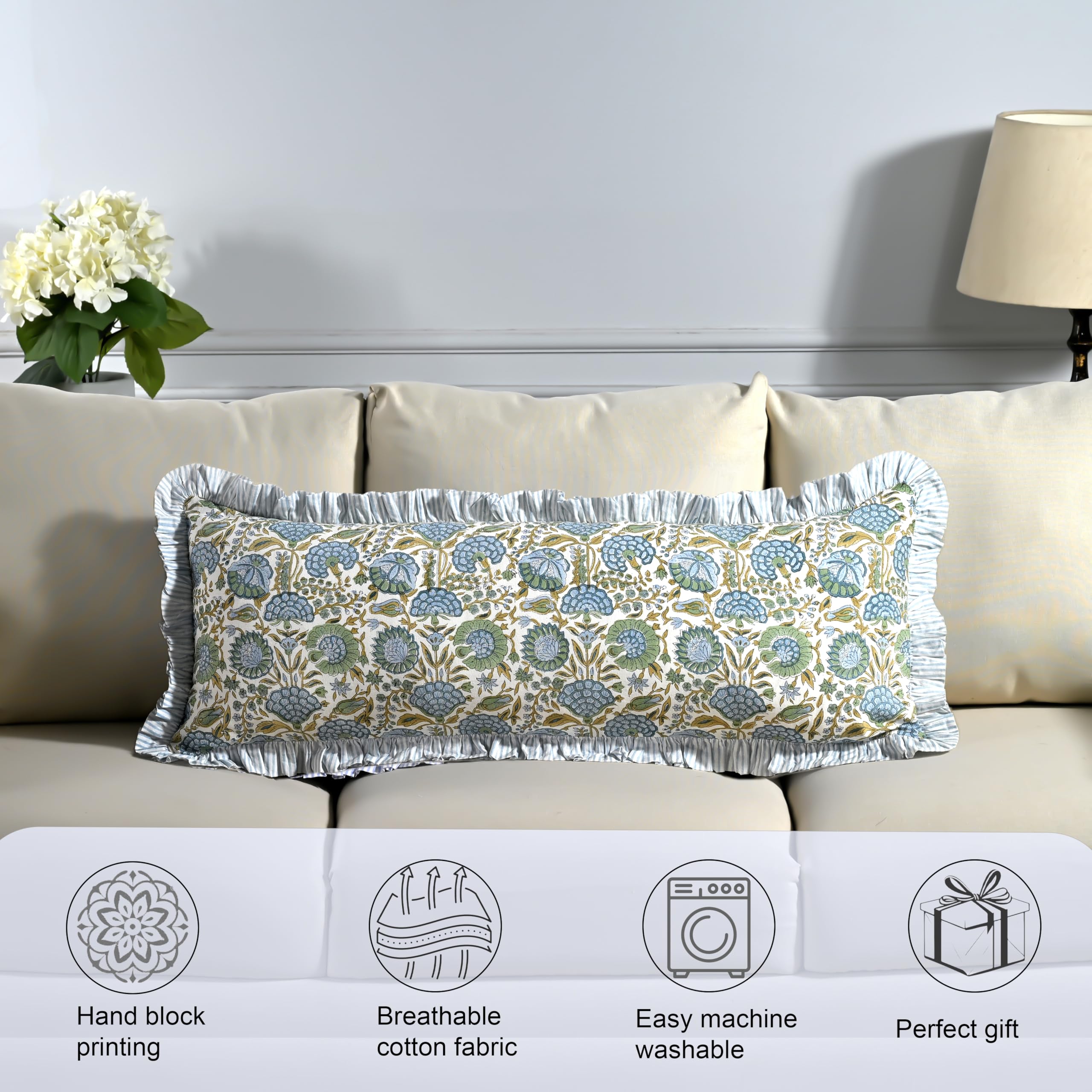 Ridhi asparagus green sham adds cottagecore charm to bedroom or living room