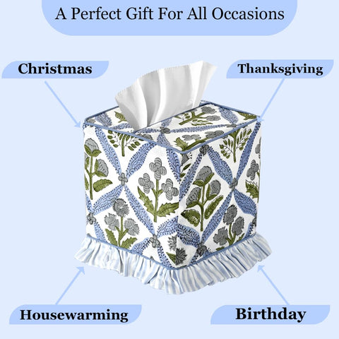 Ridhi gift-ready tissue box cover suits occasions.