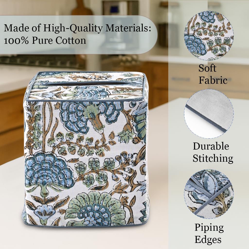 Ridhi handcrafted cotton fabric tissue box cover adds durable style