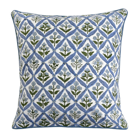Ridhi outdoor patio pillow cover in steel blue for seasonal use