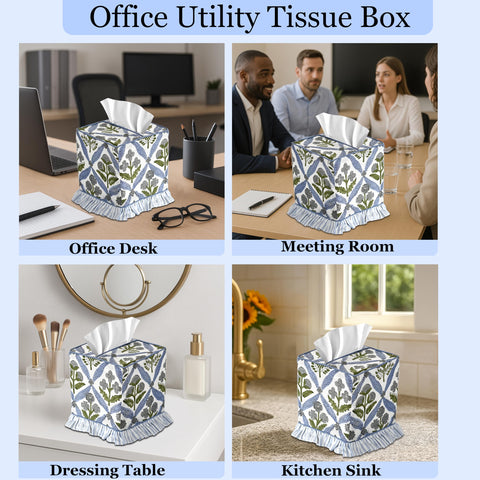 Ridhi soft texture tissue box cover brightens rooms.