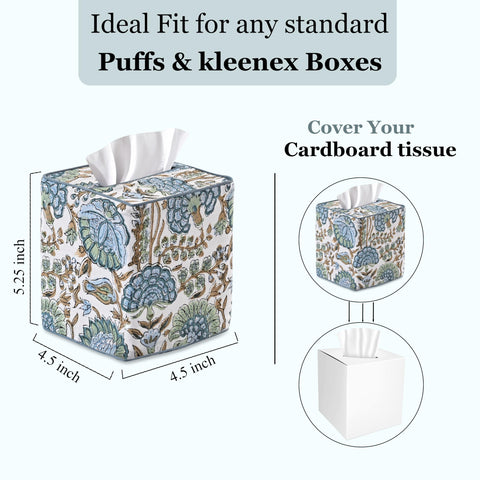 Ridhi square tissue box cover fits most boxes for living room use