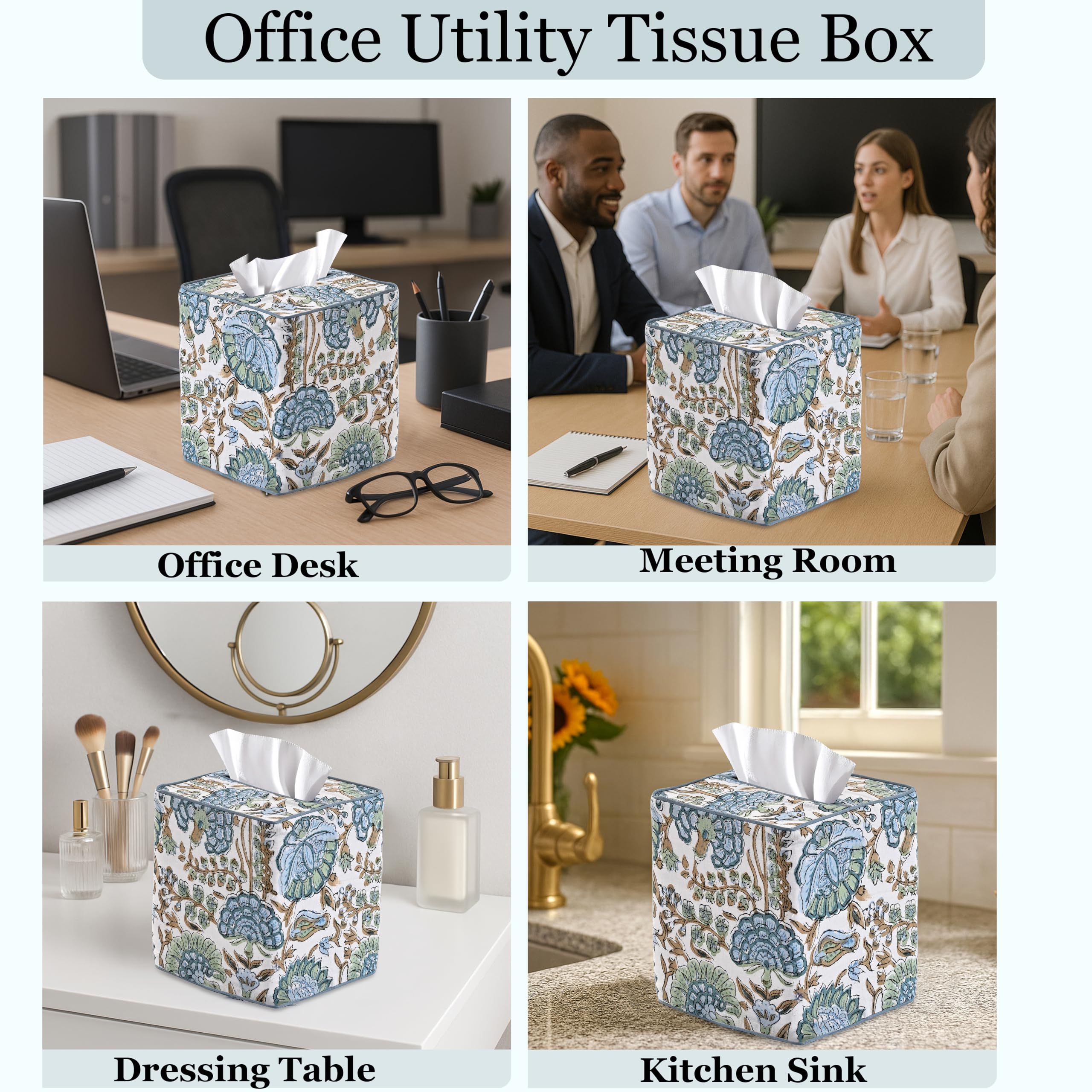 Ridhi tissue box cover for bathroom vanity and powder area