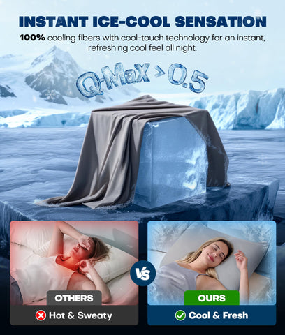 Rifens cooling fiber texture close-up demonstrates fast heat dissipation and softness.