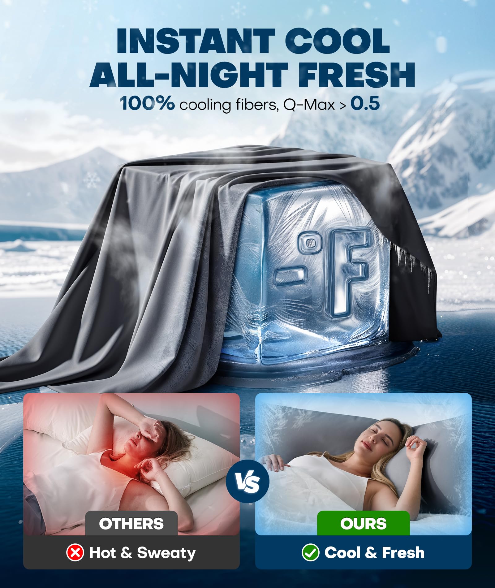 Close-up of Rifens fabric highlighting cooling agents for instant chill.