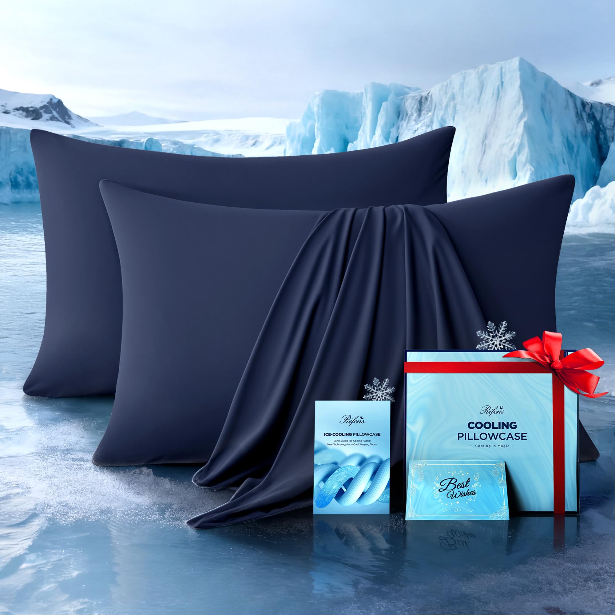 Rifens Ultra-Chill pillowcase 2-pack in navy keeps you cool overnight