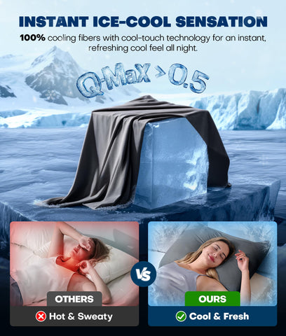 Rifens Ultra-Chill King pillowcase side view demonstrates breathable, lightweight fabric.