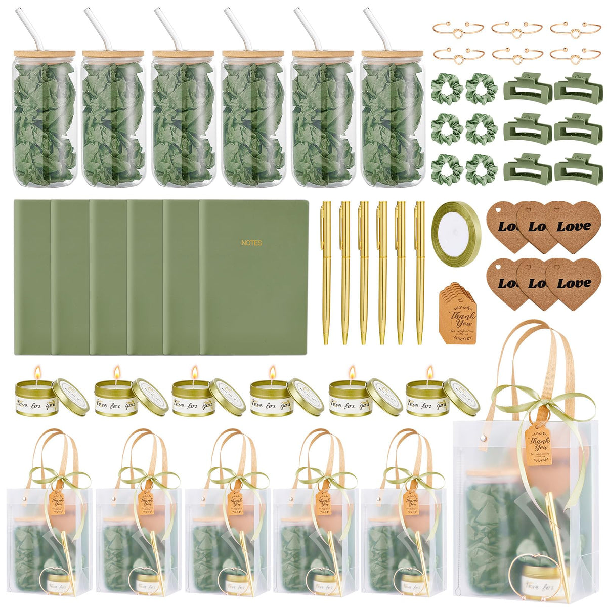 Rigibright 68-piece baby shower prizes glass cans for elegant party favors.