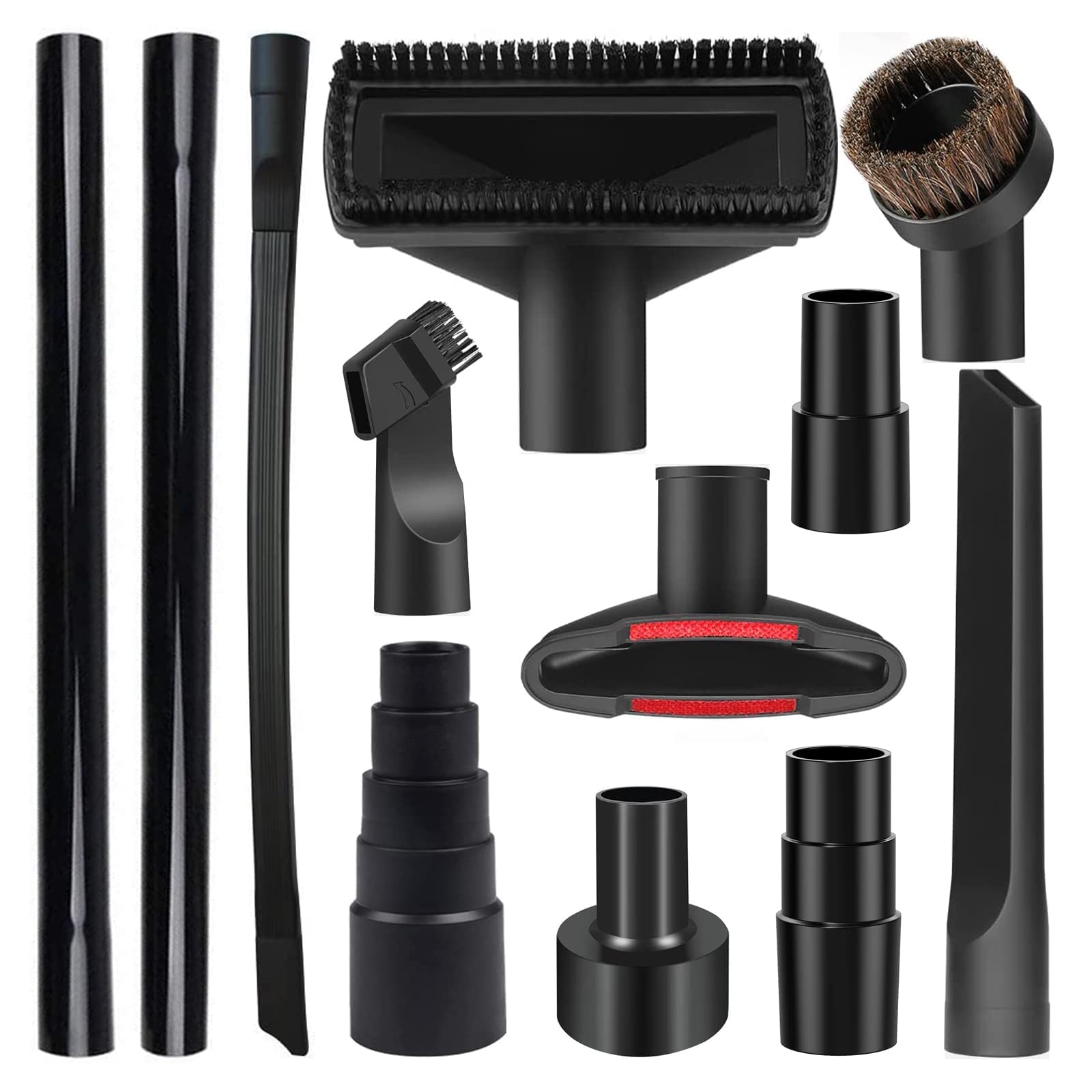 Riiriou universal vacuum attachment kit in use on a cluttered floor for versatile cleaning.