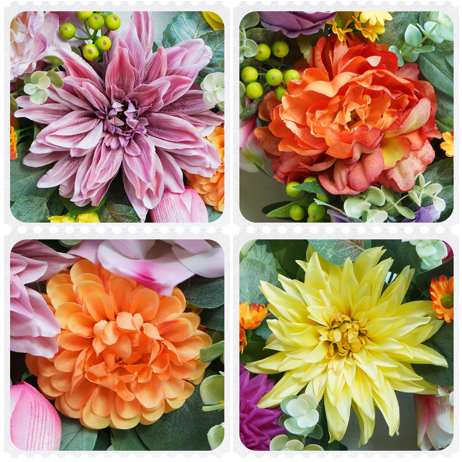 Rimalo faux botanicals wreath provides realistic texture with zero watering.