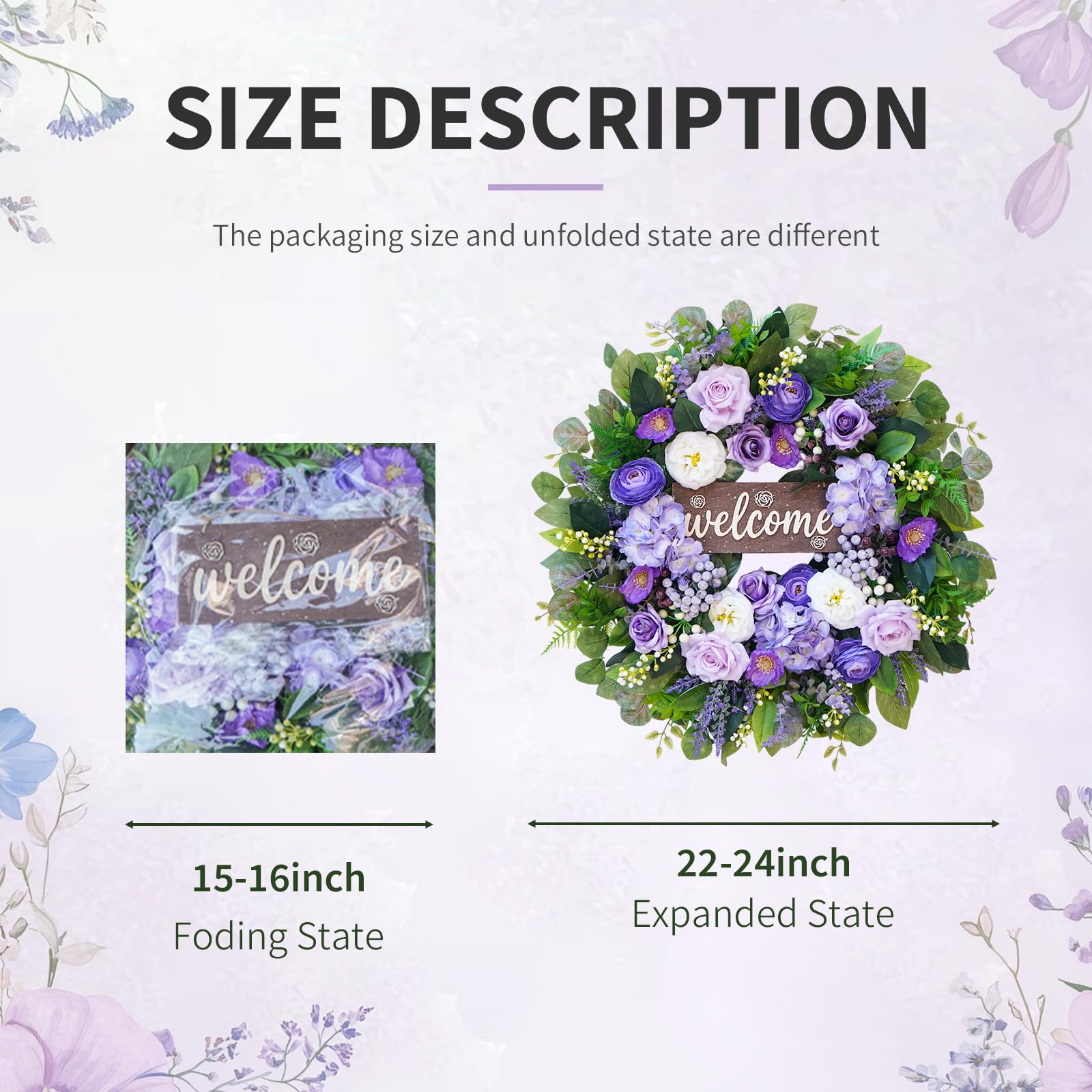 Rimalo full-bloom wreath creates a cottage garden vibe at the doorway