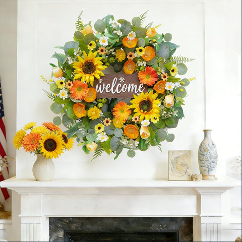 Rimalo indoor-outdoor wreath stays vibrant on porch or living room wall.