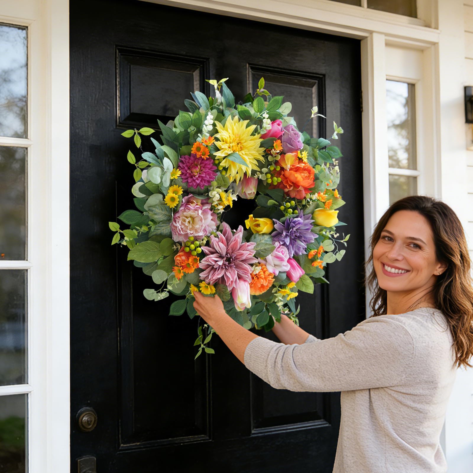 Rimalo outdoor wreath designed with weather-resistant foliage for year-round use.