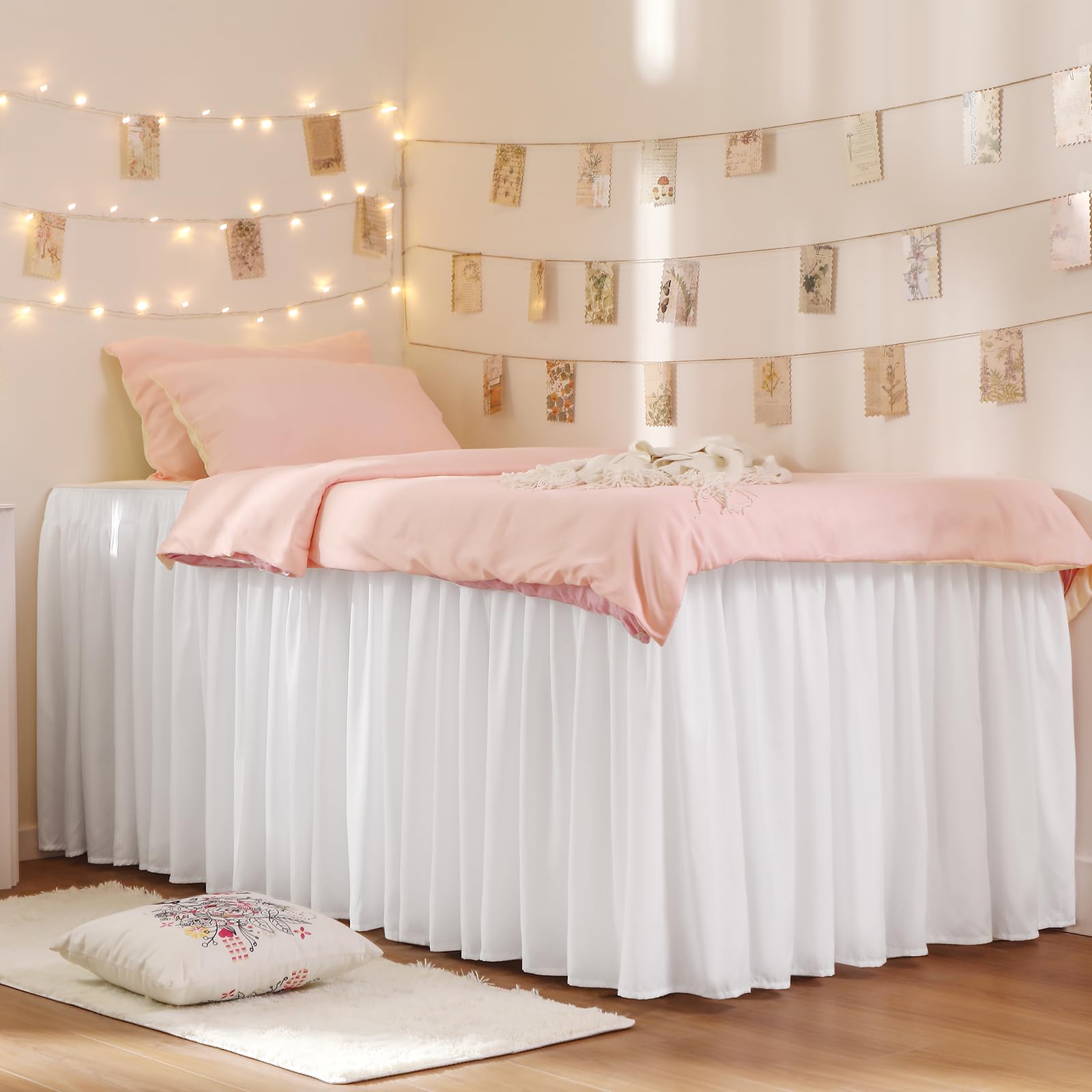 RIMELA dorm room decor uplift through clean white fabric and tidy edges.