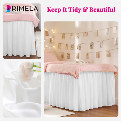 RIMELA bedskirt machine washable for quick refresh after dorm-laundry cycles.