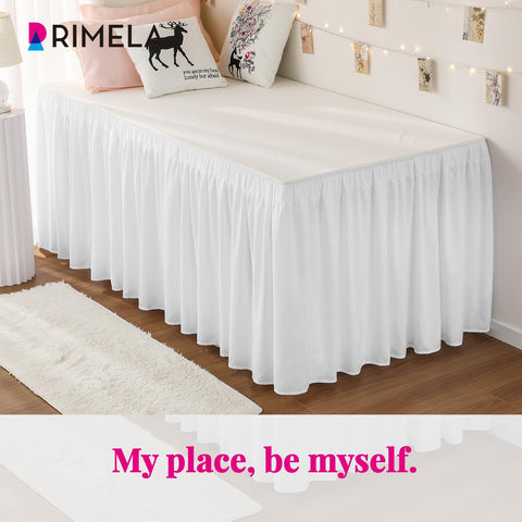RIMELA white silky fabric bedskirt adds a refined touch to any room.