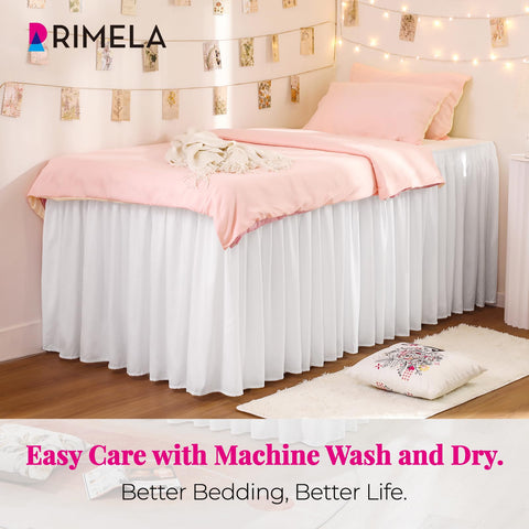 RIMELA dorm bedskirt wrap-around elastic ensures secure fit on twin-xl beds.