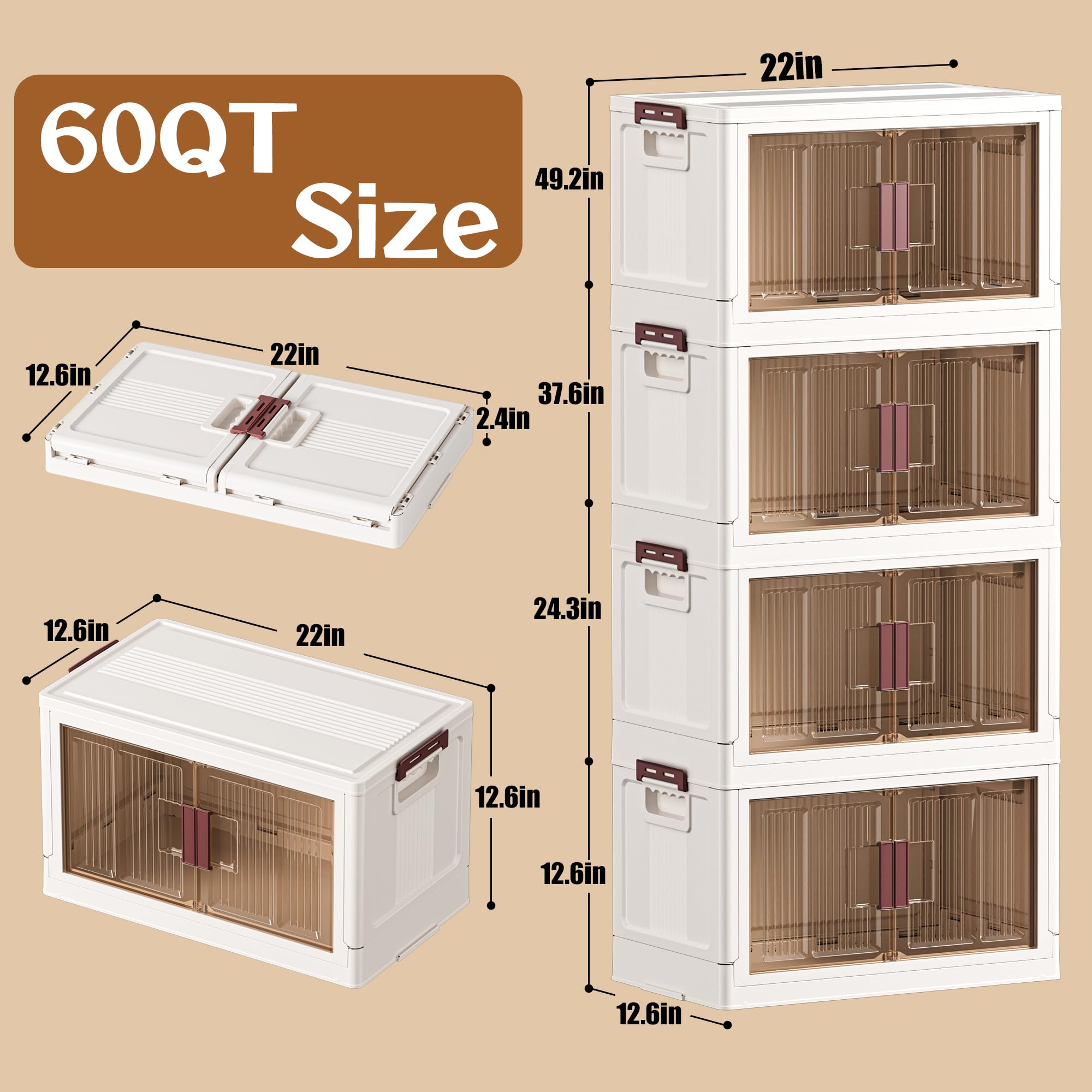Four-tier stackable Rimulux bin in a closet setup.