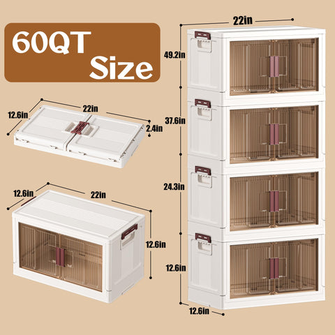 Four-tier stackable Rimulux bin in a closet setup.
