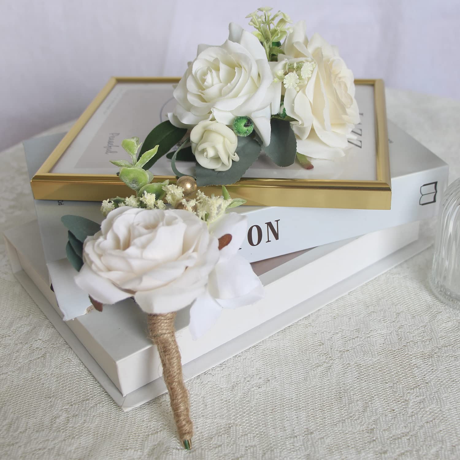 Rinlong package includes wrist corsage and boutonniere for easy gifting.
