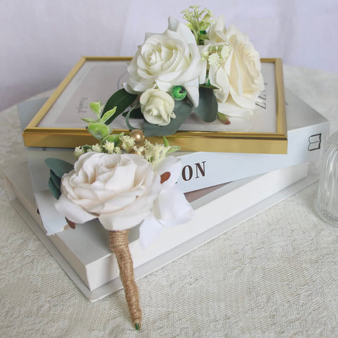 Rinlong package includes wrist corsage and boutonniere for easy gifting.