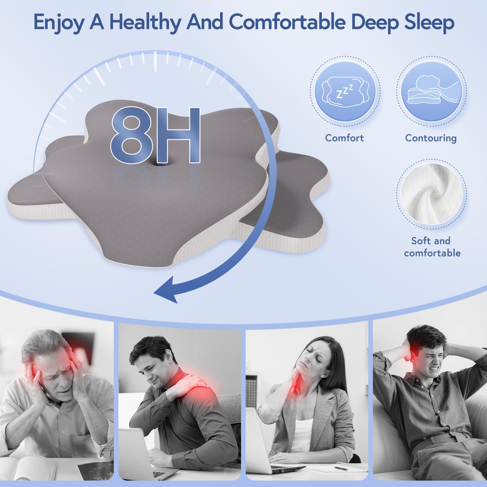 Rioicy dual-height pillow helps side and back sleepers customize height for comfort.