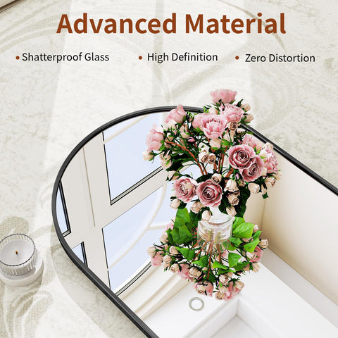Riskioir aluminum frame mirror blends durability with a modern arched silhouette.