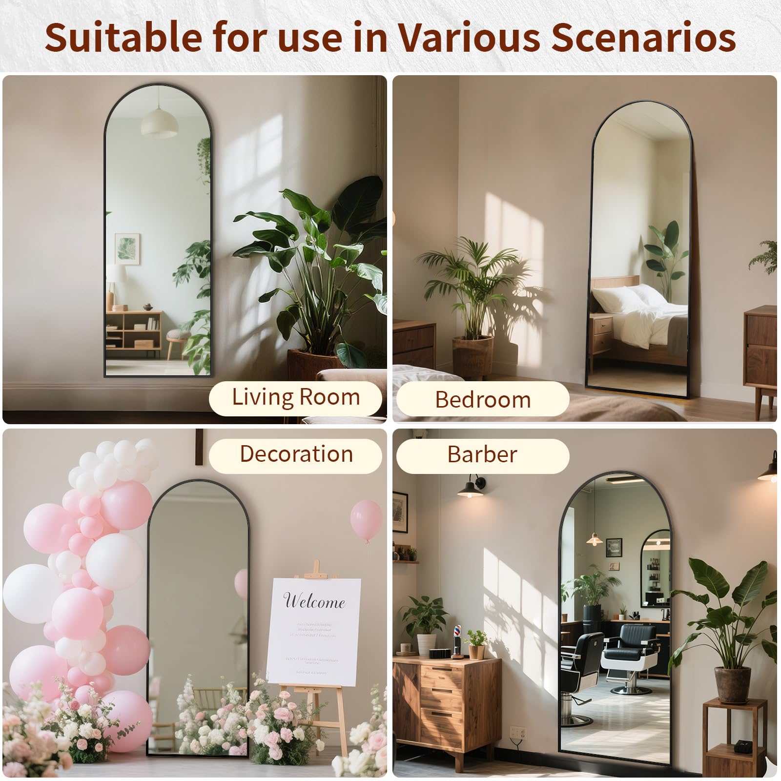 Riskioir full-body mirror with safety-coated glass for worry-free daily grooming.