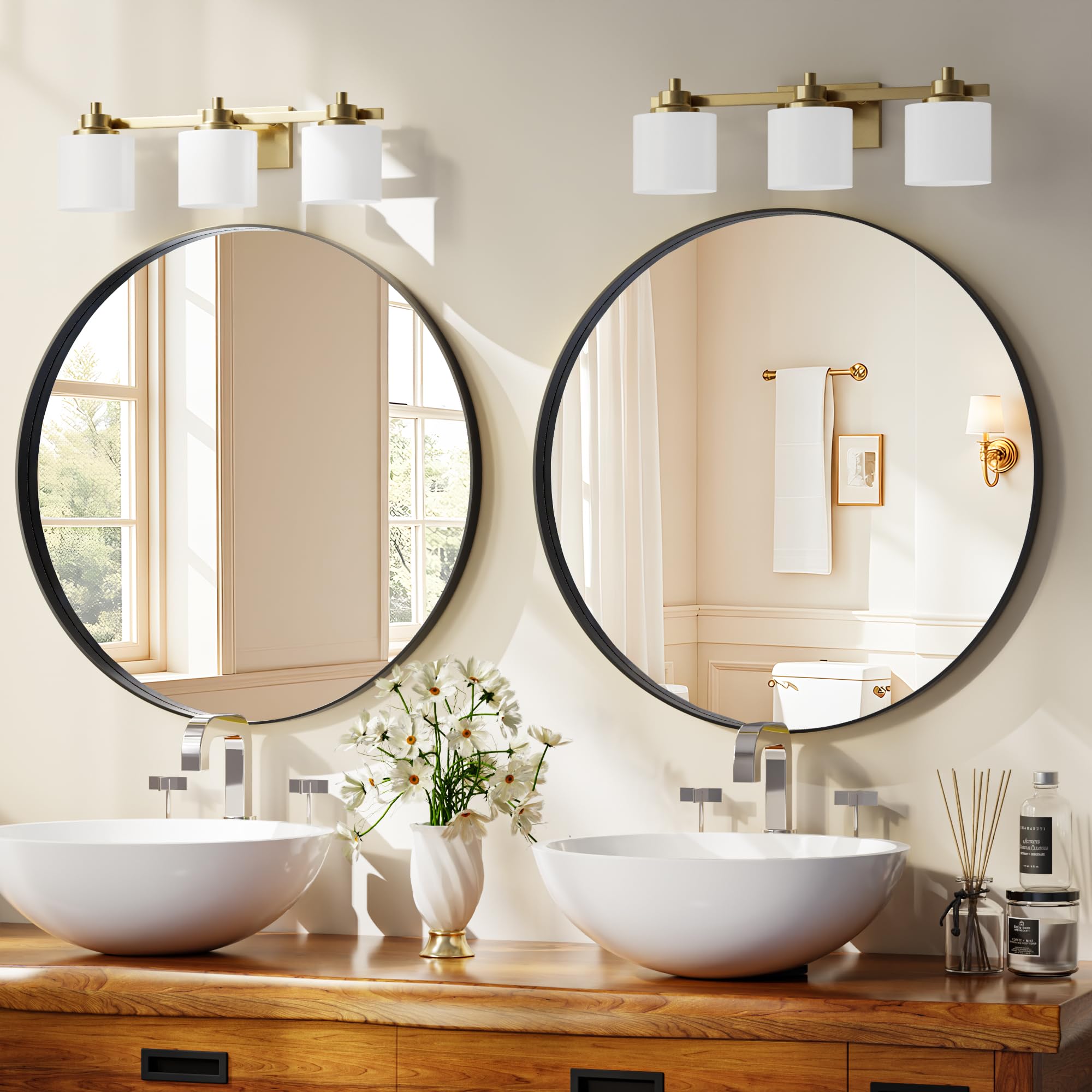 Riskioir tempered-glass circle mirror delivers clear reflections with safety and durability.