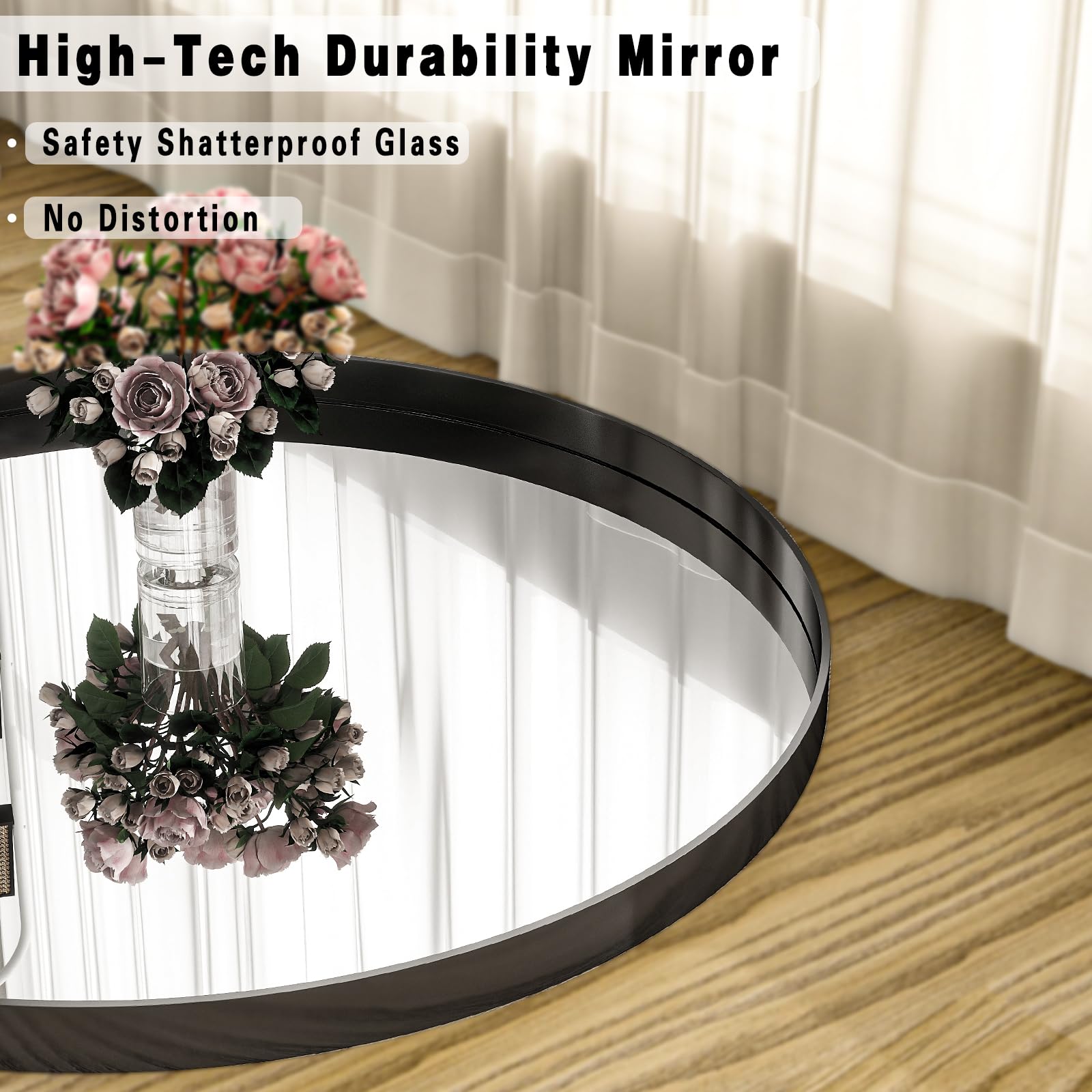 Riskioir wall-decor round mirror enhances living spaces with a modern silhouette.