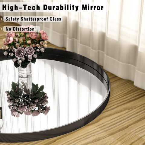 Riskioir wall-decor round mirror enhances living spaces with a modern silhouette.