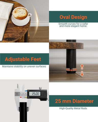 RISWER side table shows built-in power outlet and USB ports for convenient charging