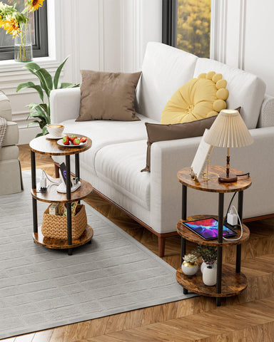 RISWER compact design fits beside sofa or bed for accessible storage and charging