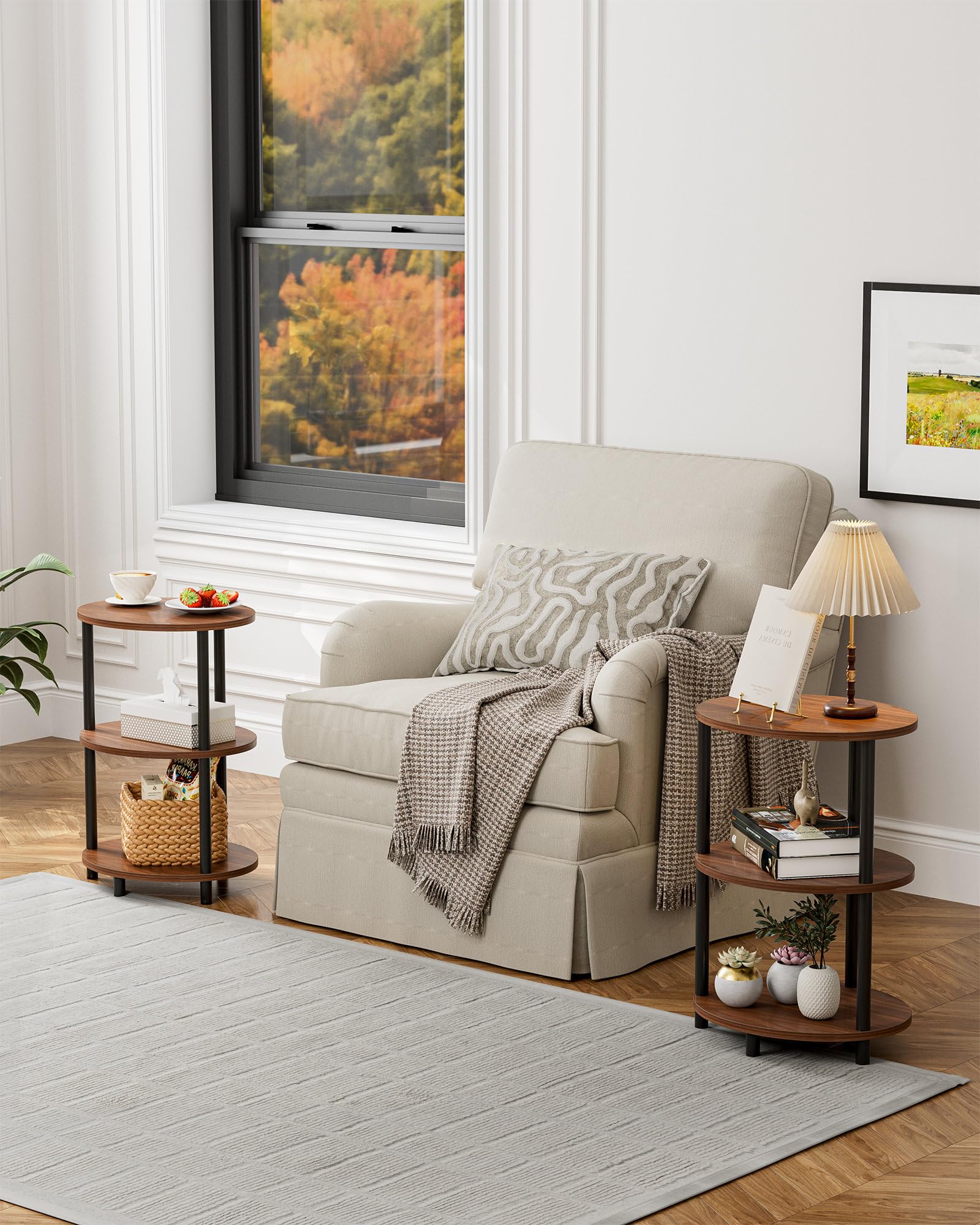 RISWER versatile wood and metal table suits living rooms and bedrooms