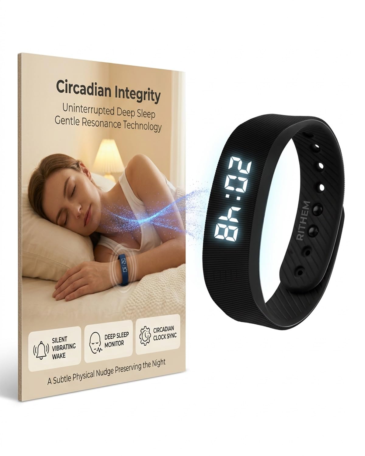 RITHEM vibrating alarm clock wristband waking quietly without disturbing others