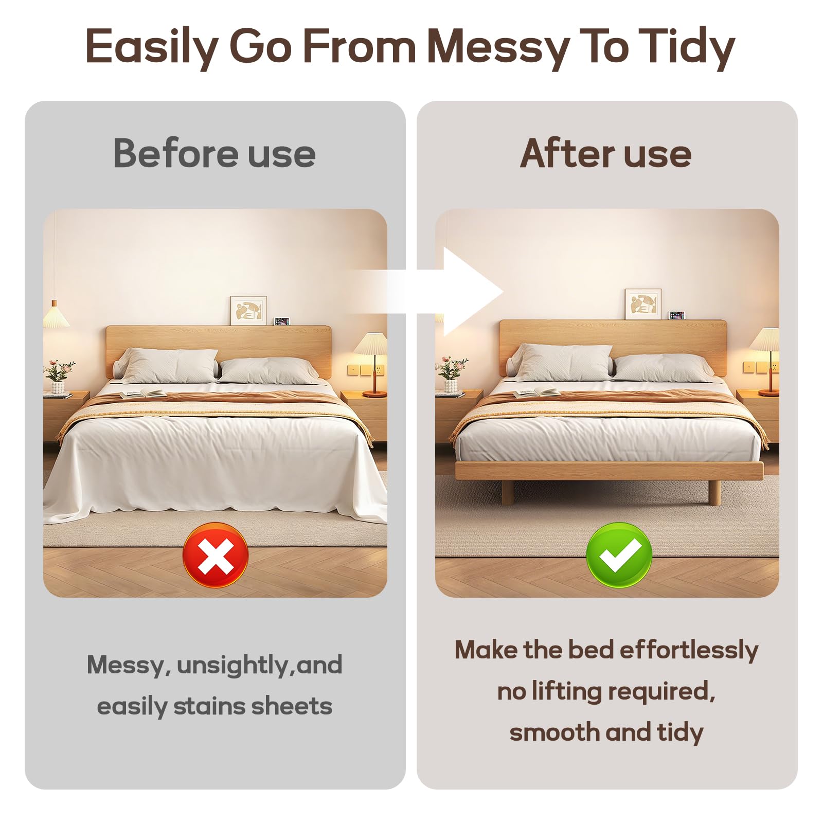 RivClear one-person bed making with ergonomic wedge